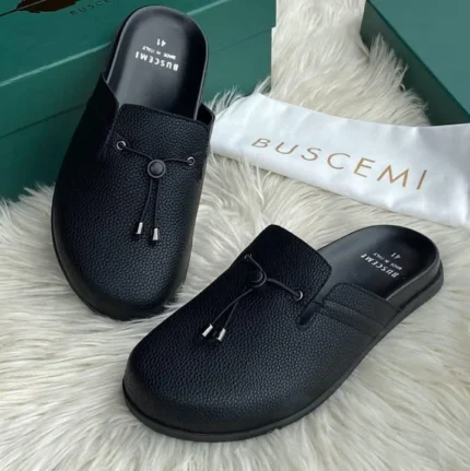 Buscemi Caviar Toggle - Men's Luxury Half-Shoe Leather Mules