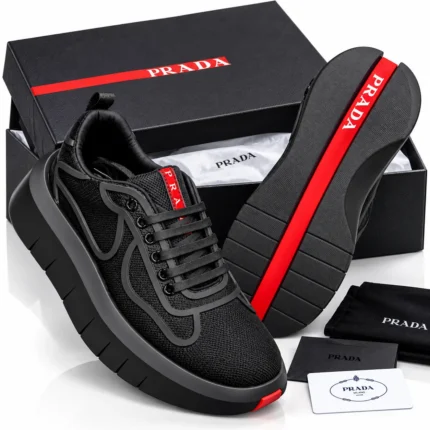 Prada Black & Red Runner Sneakers - Luxury Designer Sneakers